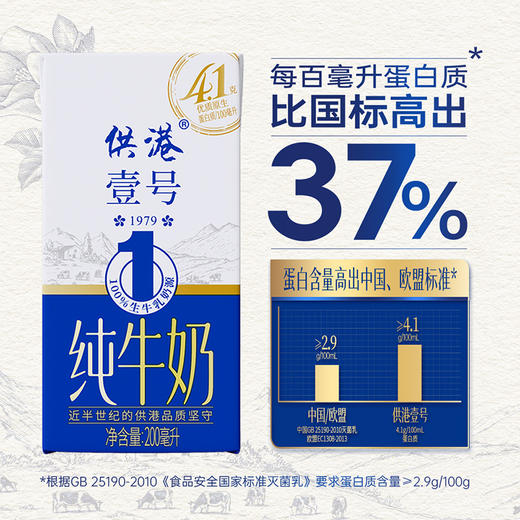 【快递包邮】供港壹号高蛋白纯牛奶200ml×10盒营养早餐优选 商品图2