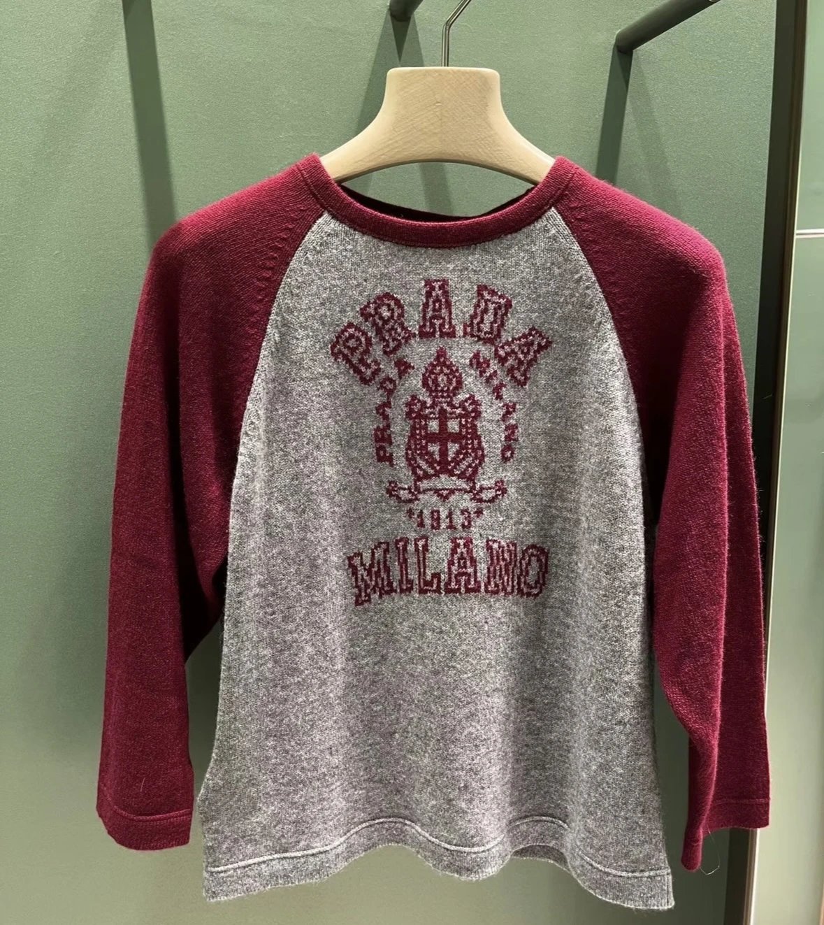 重磅渠道 pr羊绒插肩 七分袖针织衫  100羊绒提花针织