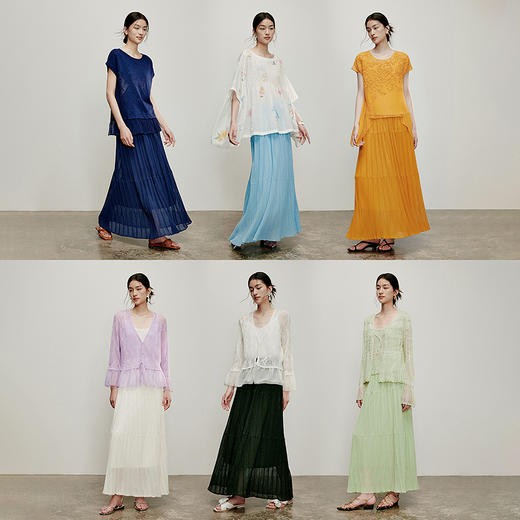 【林栖设计小店】一池涟漪|百搭多色压褶垂感飘逸2026夏新款毛织半身裙1962126 商品图7