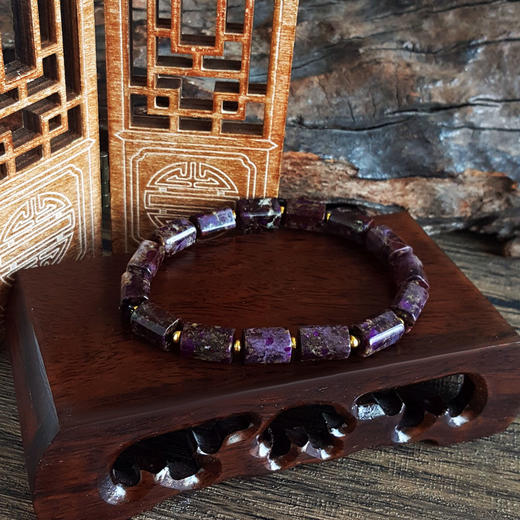 【天然正品】天然约6*10MM泥地樱花料舒俱来长方形手串18CM（弹力绳）230126NJM32 商品图5