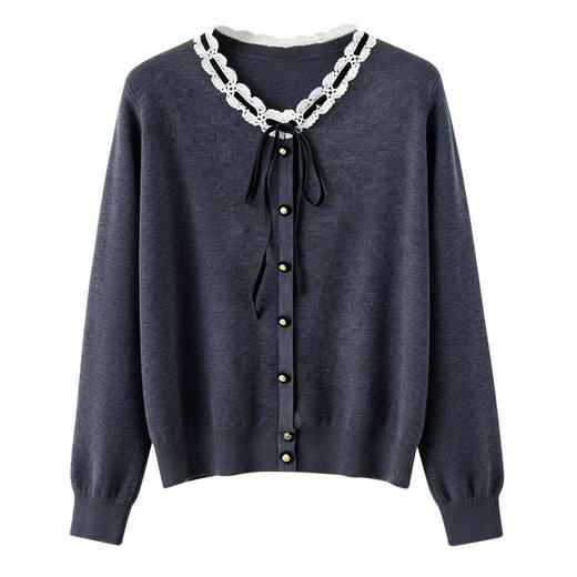 「自」全新升级【铂金会员192/天猫259/差价67】(02626)洛诗琳高级感系带V领针织衫2026春季新款减龄百搭针织上衣 商品图4