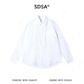 SDSA男装2026新款高贵轻奢纯色不规则口袋衬衫宽松百搭长袖衬衣