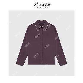 03-2潘依绣丁丁宠粉复古时髦松弛感拼边长袖衬衣Q7491