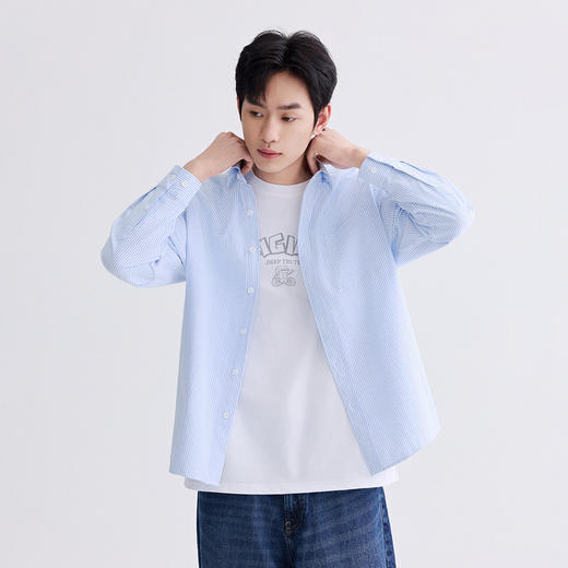 GXG男装26春季时尚潮流亲肤舒适透气简约百搭男式翻领长袖衬衫K&C 商品图2