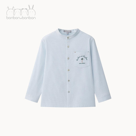 绣花细节条纹衬衫/短裤 商品图3