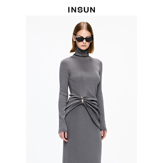 INSUN恩裳摩登风不对称褶裥醋酸上衣 商品图3