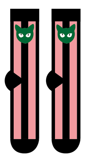 喵内袜子 粉黑竖条bj