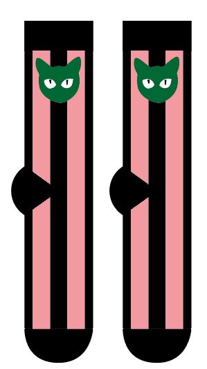 喵内袜子 粉黑竖条bj 商品图0