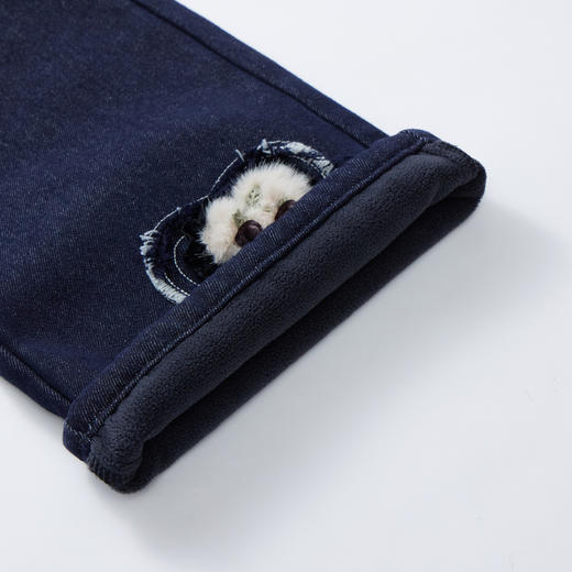 【MQD】童装女大童冬新款儿童甜美可爱加绒加厚保暖直筒长裤牛仔裤 商品图3