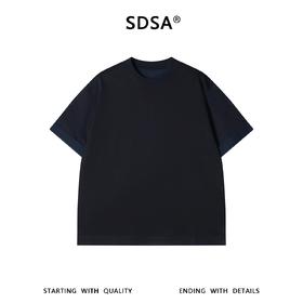 SDSA男装2026新款复古基础款上衣重磅撞色设计宽松短袖休闲T恤