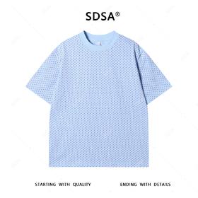 SDSA夏季新款男士痞帅简约撞色波点圆领短袖T恤简约休闲百搭上衣