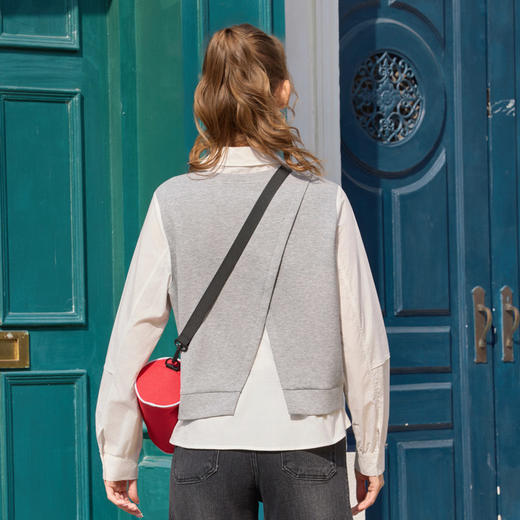 半身缘女装 春季假两件后背开叉马甲拼接衬衫261213P04540255 商品图4