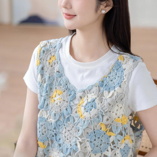 苏苏姐家木槿花开背心手工diy棉线毛线编织自制材料包 商品图2