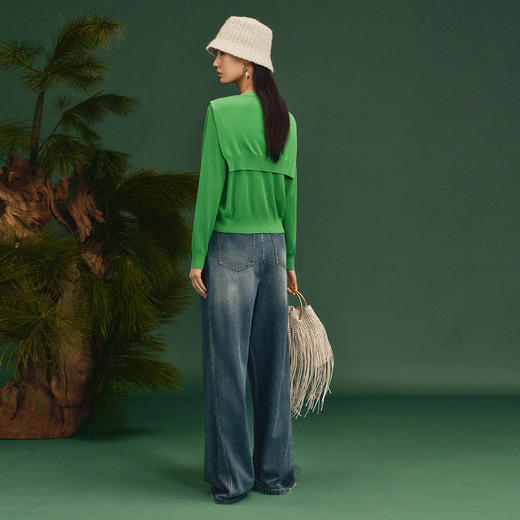 尹默质感小坎肩绿色开衫 商品图2