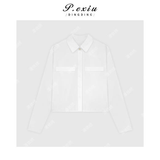 PanYiXiu/潘依绣100%棉简约气质小香风廓形短款长袖衬衫 W-63788 商品图1