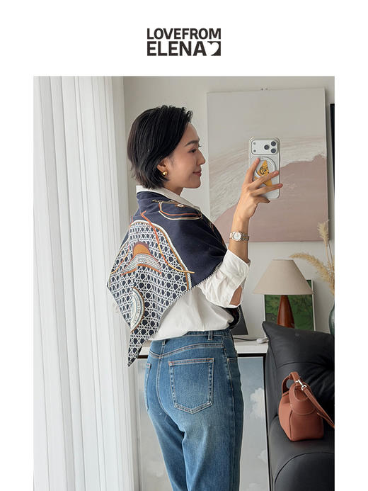 「丝巾来啦」 春日百搭款 丝羊绒三角丝巾 商品图3