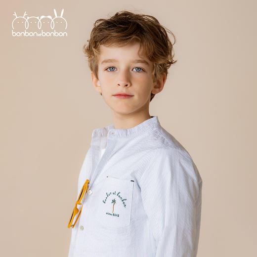 绣花细节条纹衬衫/短裤 商品图2