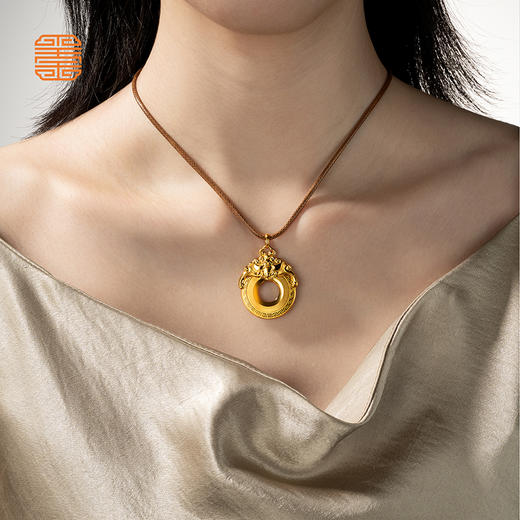 玺匠金铺《双福平安扣》足金9999 黄金吊坠项链生日礼物 商品图7