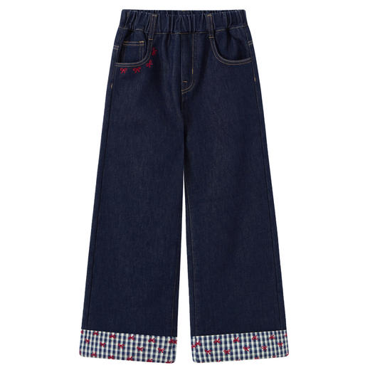 【MQD】童装女大童弯刀加绒牛仔裤冬季新款儿童奥粒绒百搭加厚裤子 商品图4