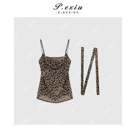 03-2潘依绣丁丁宠粉个性豹纹系带脖子吊带Q81005 商品图0