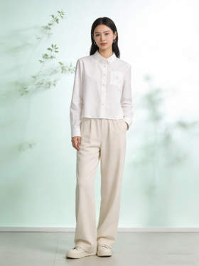 G2000女装SS26商场新款【棉质弹性】百搭贴袋绣花长袖休闲衬衫61233807