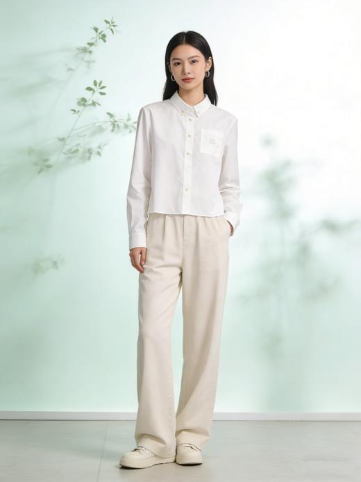 G2000女装SS26商场新款【棉质弹性】百搭贴袋绣花长袖休闲衬衫61233807 商品图0