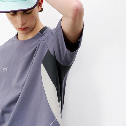 714street撞色拼接网眼透气运动短袖 2026夏季凉感速干情侣T恤男 商品图3