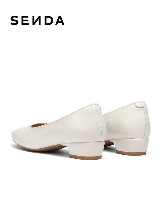 BF楼 森达时装鞋2026新款时尚真皮中跟浅口单鞋XZU01吊牌价899活动价499 商品图3