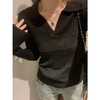 雀说紫色polo翻领设计感长袖打底针织衫女内搭早秋chic减龄上衣WAL Z8598 商品缩略图2
