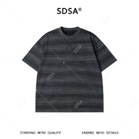 SDSA男装2026新款潮牌复古风肌理短袖男女同款条纹宽松圆领T恤