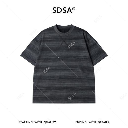 SDSA男装2026新款潮牌复古风肌理短袖男女同款条纹宽松圆领T恤 商品图0