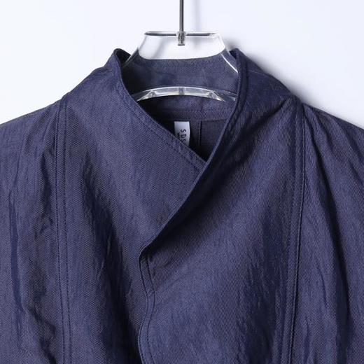 26CS34SDSA男装2026新款高贵轻奢简约纯色交叉立领衬衫百搭时尚休闲衬衣 商品图2