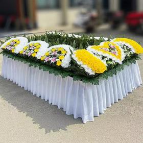 仿真花艺＋不锈钢架子＋围布围观花祭台花灵堂布置全套花仿真花殡仪瞻仰花