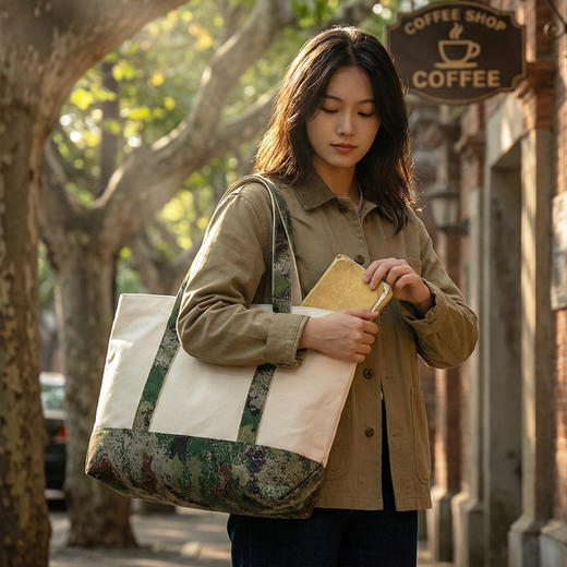 【迷彩拼接帆布包手提包】高品质纯棉16安加厚横向手提帆布包zyx 商品图4