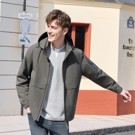 半身缘男装 春季简约防风挡雨帽子可脱卸夹克261112U01310224 商品图2