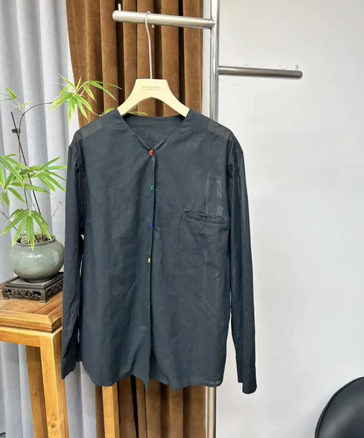 原单彩色扣棉质衬衫 商品图3