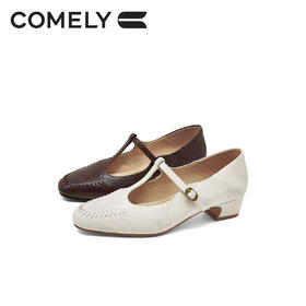 康莉KYQ6A027羊皮玛丽珍鞋女26年春季新款圆头编织鞋头职业工作妈妈鞋单鞋