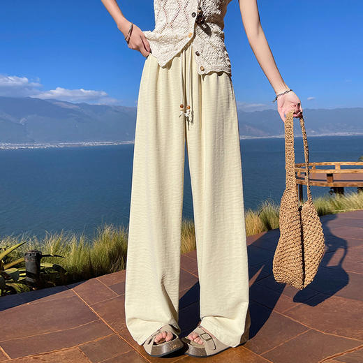 减龄多巴胺阔腿裤女春季新款抽绳高腰休闲裤2026小个子拖地长裤子   NDK-J2558 商品图3