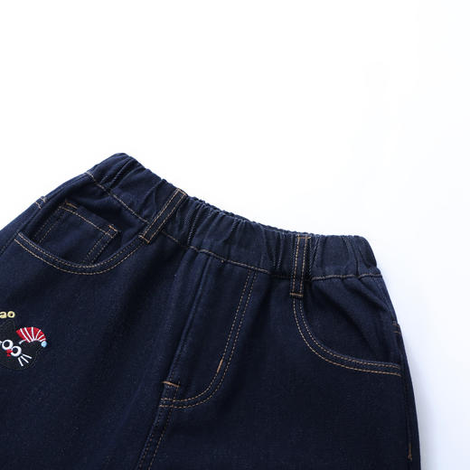 【MQD】童装女大童冬新款儿童学院风加绒裤子萌趣卡通阔腿牛仔裤 商品图2