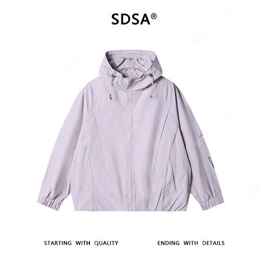 SDSA男士秋冬新款痞帅男装潮牌褶皱纯色拉链立领连帽夹克外套百搭 商品图0