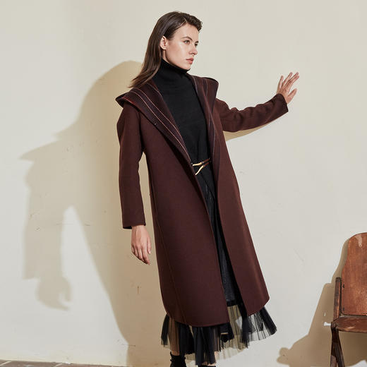KD9A5斯尔丽瑟俪冬季新品保暖时尚修身翻领女士中长款毛呢大衣 商品图7