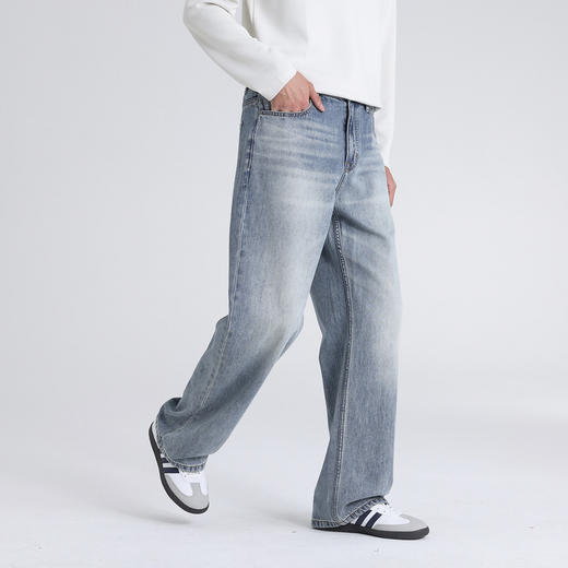 GXG男装26夏季经典水洗潮流舒适时尚日常通勤直筒休闲男式牛仔裤K&C 商品图2