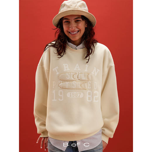 CryingCenter联名bofc 加绒毛毡TRAIN做旧复古圆领卫衣 商品图0