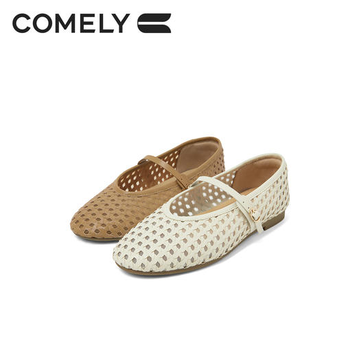 康莉KYQ5A166编织镂空玛丽珍鞋女2026年春夏季新款时尚圆头透气平底浅口单鞋 商品图3