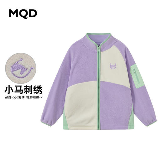 【MQD】童装女大童26春季新款儿童学院风拼接甜美摇粒绒防风立领外套 商品图1