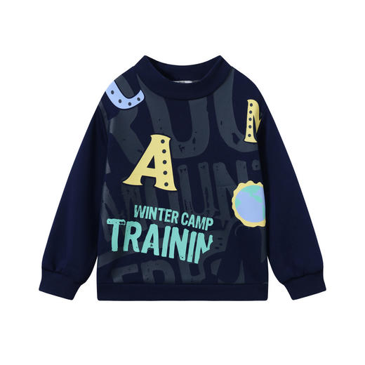 【MQD】童装男大童冬季新款儿童街潮字母印花加绒厚款保暖圆领卫衣 商品图4