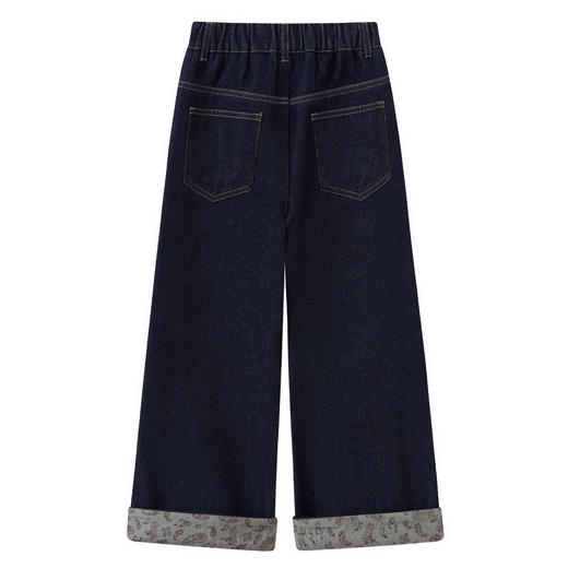 【MQD】童装女大童冬季新款儿童学院风复古加绒厚款保暖百搭牛仔裤 商品图1