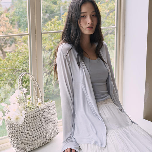 【2026春季新品】蚕丝羊毛・零感开衫 天丝莫代尔 韩系亲肤针织衫轻薄纽扣长袖上衣 商品图1