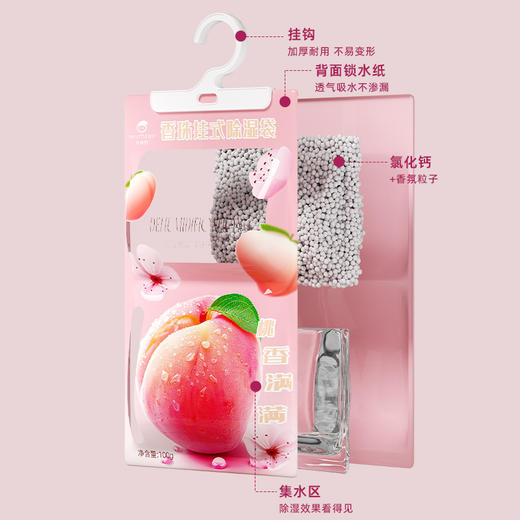 【一挂“湿”无忧❗️可挂式桃子味除湿袋】衣柜里的 “除湿香薰”，让衣物自带桃子香！可挂式设计，使用超方便，哪里潮湿挂哪里，吸水除湿防潮卧室干燥剂，吸水除湿防潮卧室干燥剂L 商品图2