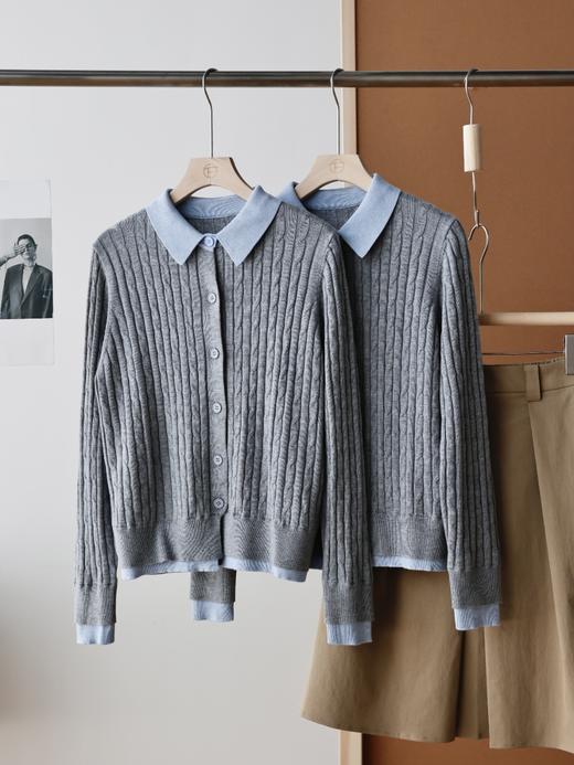 爆款3-7天发货！cosAcosB秋季天丝条纹圆领长袖针织衫M9018 商品图4